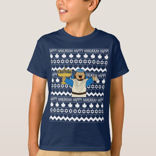 Camiseta Chanukah chicos "suéter feo" TShirt (Anverso)