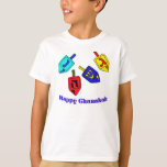 Camiseta Chanukah Dreidels<br><div class="desc">¡Un regalo feliz de Chanukah con 4 dreidels con letras hebreas que representan un gran milagro ocurrió ahí!</div>