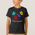 Camiseta Chanukah Dreidels<br><div class="desc">¡Un regalo feliz de Chanukah que ofrecía 4 dreidels con las letras hebreas que representan un gran milagro sucedió allí!</div>