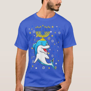 Camiseta Chanukah Jewish Menorah Dolphin Funny Hanukkah 