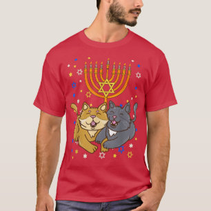 Camiseta Chanukah Jewish Menorah Kitten Funny Cat Hanukkah 