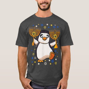 Camiseta Chanukah Jewish Menorah Penguin Funny Hanukkah 
