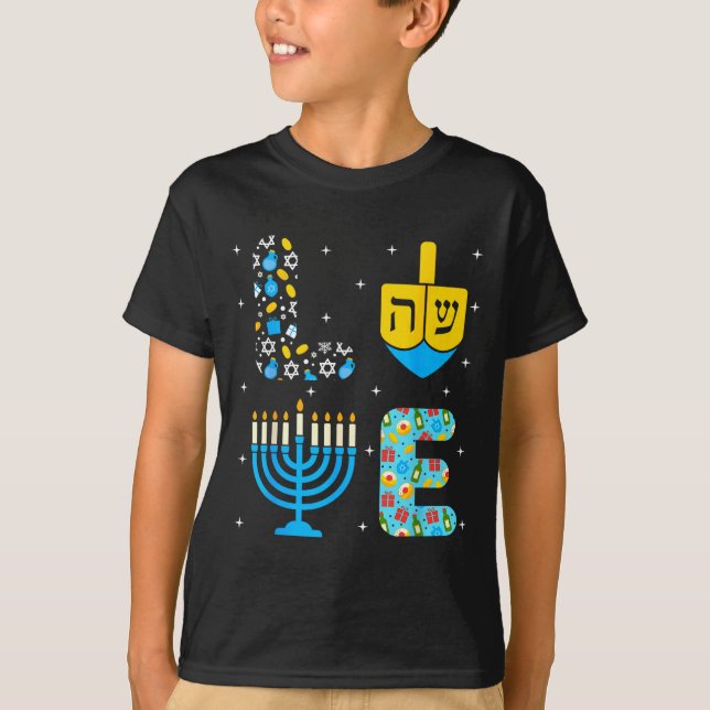 Camiseta Chanukah Menorah Dreidel Icons Hanukkah Love Celeb (Anverso)