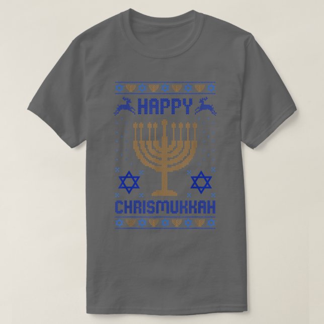 Camiseta Chanukah Menorah Navidades feos Hanukkah Happy Chr (Diseño del anverso)