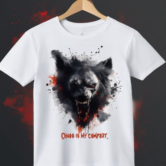 Camiseta Chaos Is My Comfort | Dark Wolf Grunge Art T-Shirt (Subido por el creador)