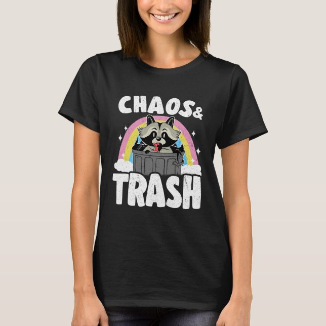 Camiseta Chaos & Trash Garbage Panda Rainbow Raccoon (Anverso)