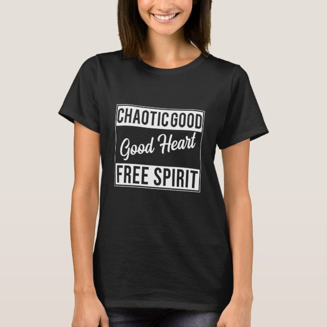 Camiseta Chaotic Good Alignment Good Heart Free Spirit Rpg (Anverso)