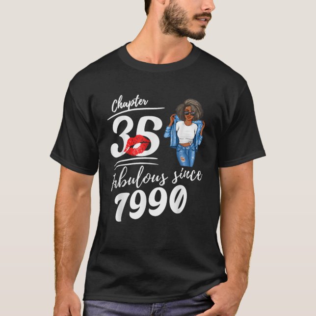 Camiseta Chapter 35 Fabulous Since 1990 35th Birthday Afro  (Anverso)