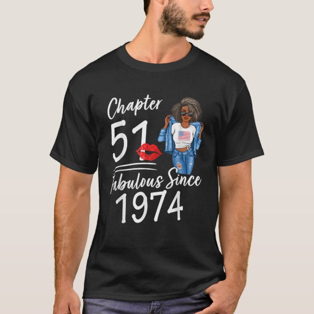 Camiseta Chapter 51 Fabulous Since 1974 51st Birthday Afro  (Anverso)