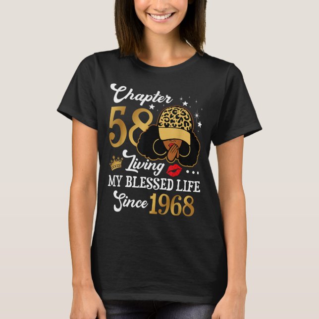 Camiseta Chapter 58 Living My Blessed Life Since 1968 Afro  (Anverso)