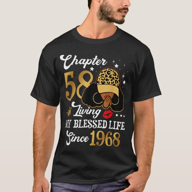 Camiseta Chapter 58 Living My Blessed Life Since 1968 Afro  (Anverso)