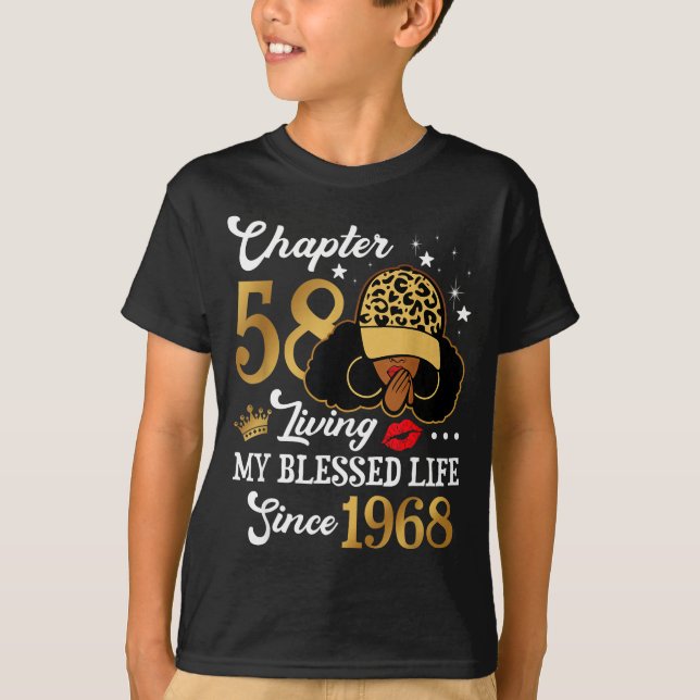 Camiseta Chapter 58 Living My Blessed Life Since 1968 Afro  (Anverso)