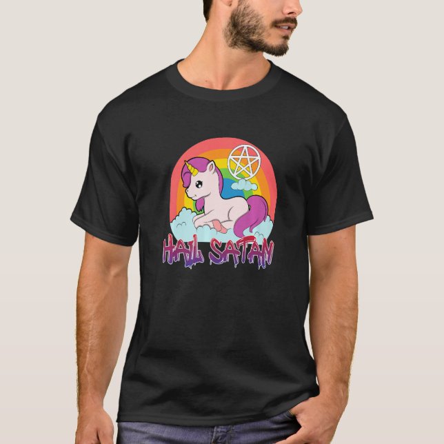 Camiseta chapuzón satanés unicornio divertido jo feliz (Anverso)