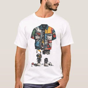 Camiseta Chaqueta de utilidad de patchwork deconstruida Str