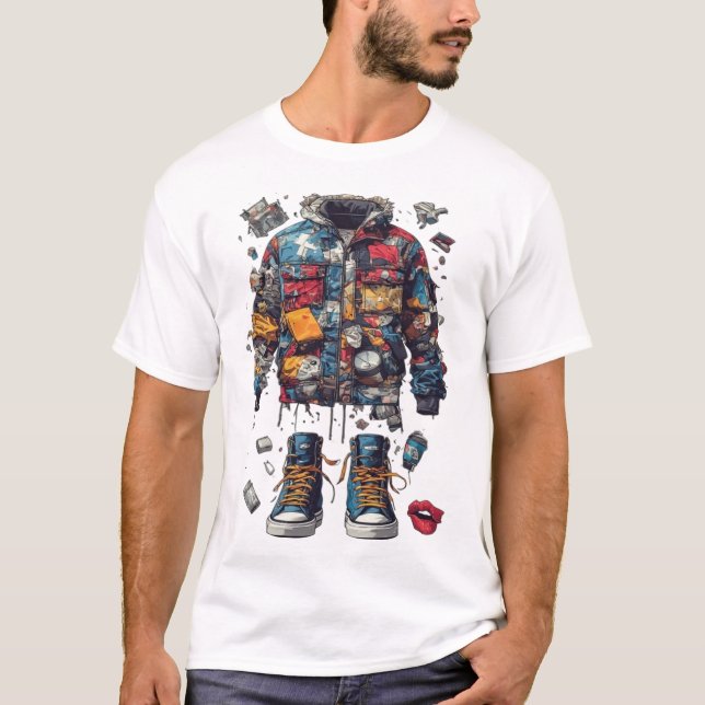 Camiseta Chaqueta Desconstruida de Parche Collage Sneakerhe (Anverso)