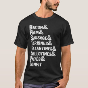 Camiseta Charcuterie Board Restaurant Foodie Meat List Retr