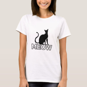Camiseta Charla felina de moda - Silueta gata blanca "MEA"