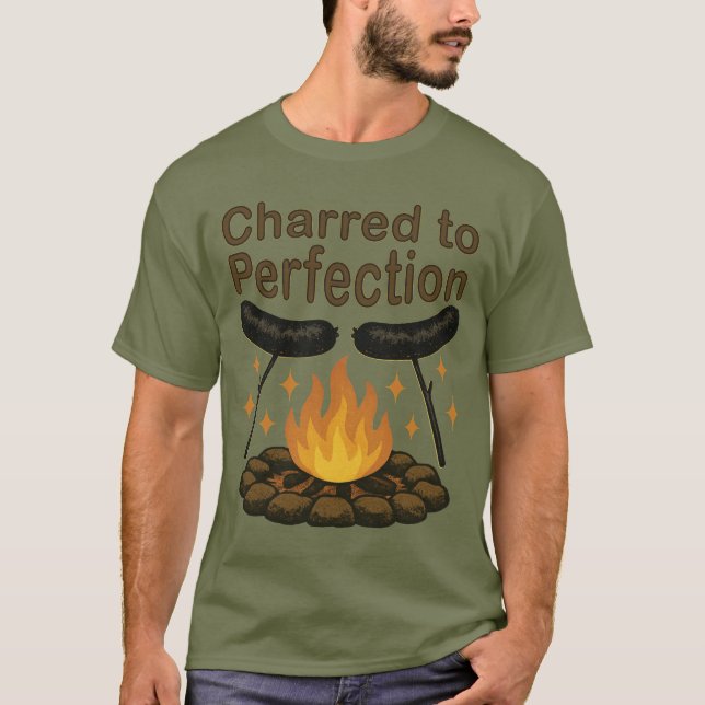 Camiseta Charlada a Perfección Divertida Fogata Perro Calie (Anverso)