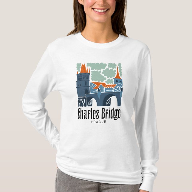 Camiseta Charles Bridge Praga Abreviatura de viaje abstract (Anverso)
