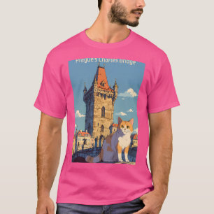 Camiseta Charles Bridge Prague Sueña A Un Gato Poster 80 An