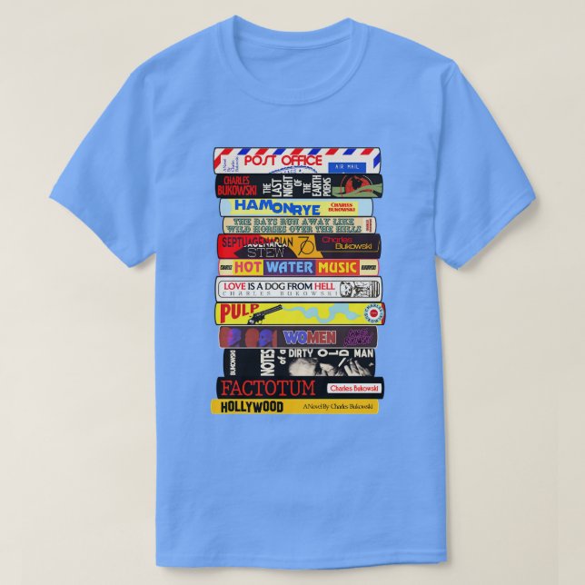 Camiseta Charles Bukowski Books Stack (Diseño del anverso)