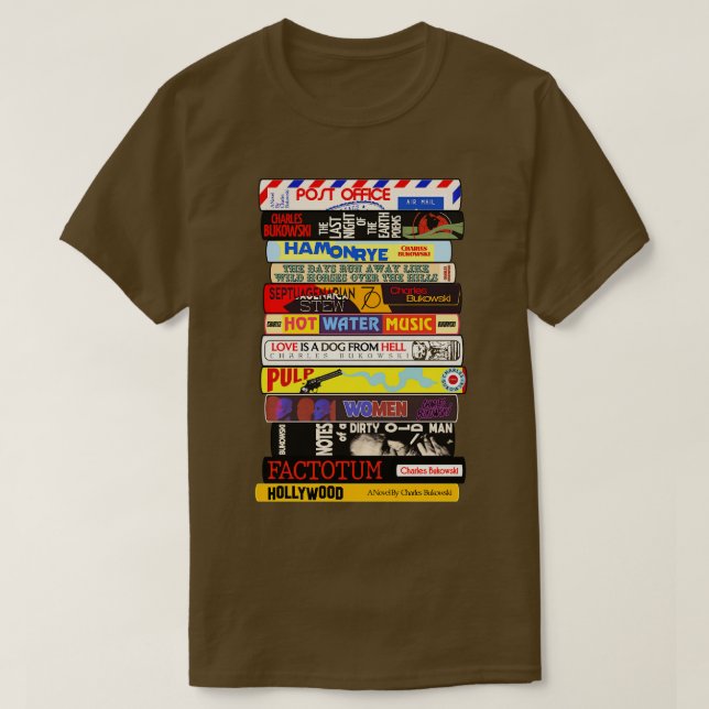 Camiseta Charles Bukowski Books Stack (Diseño del anverso)