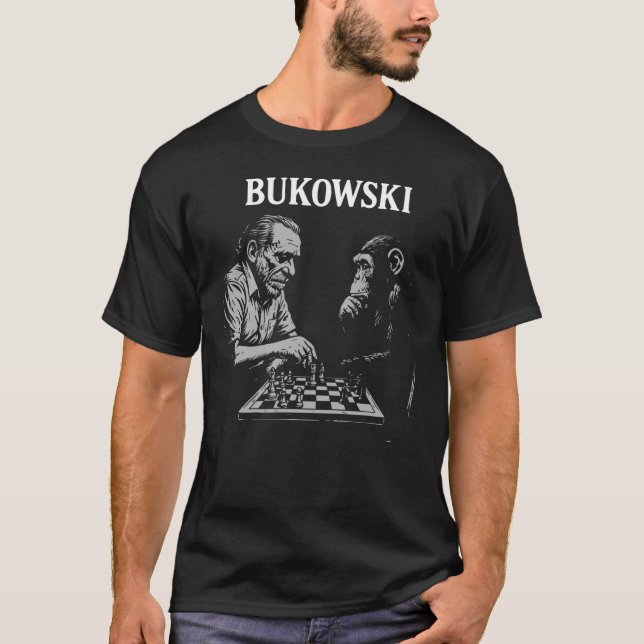 Camiseta Charles Bukowski plays chess with monkey (Anverso)