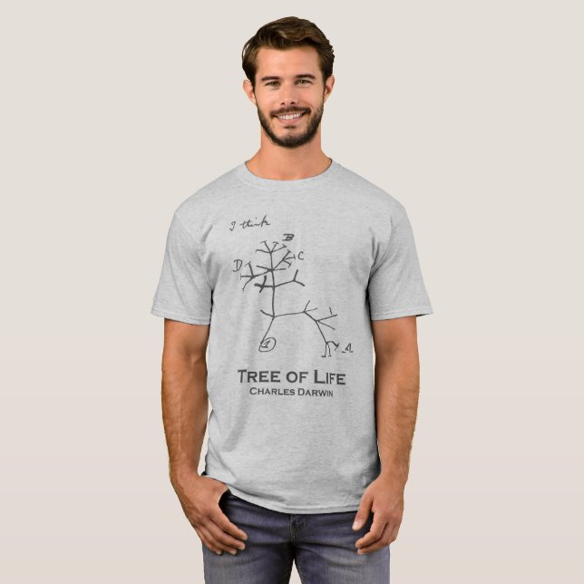 Camiseta Charles Darwin - árbol de la vida - pienso - 01 (Anverso completo)
