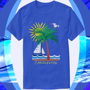 Camiseta Charleston, barco de vela de Carolina del Sur y Su