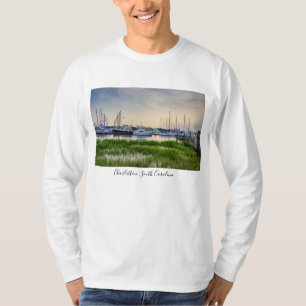 Camiseta Charleston Harbour Boats Sunset Long Sleeve Shirt
