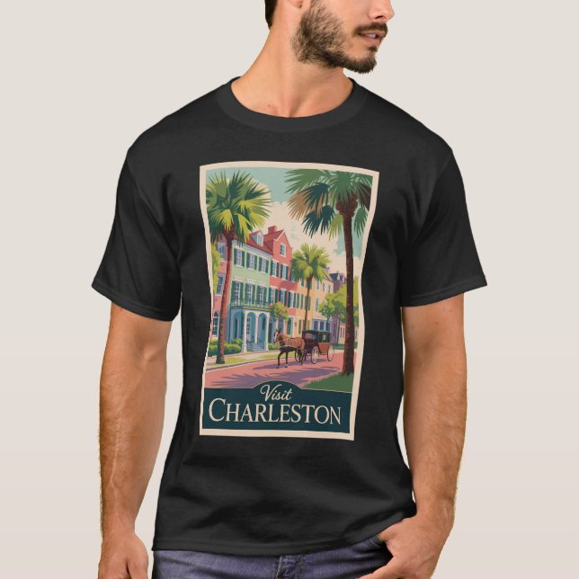 Camiseta Charleston South Carolina Ilustracion Travel Art (Anverso)