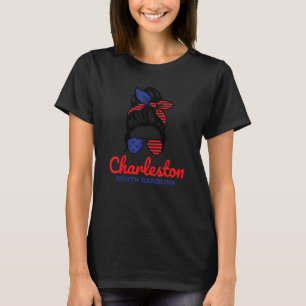 Camiseta Charleston South Carolina Retro Messy Bun