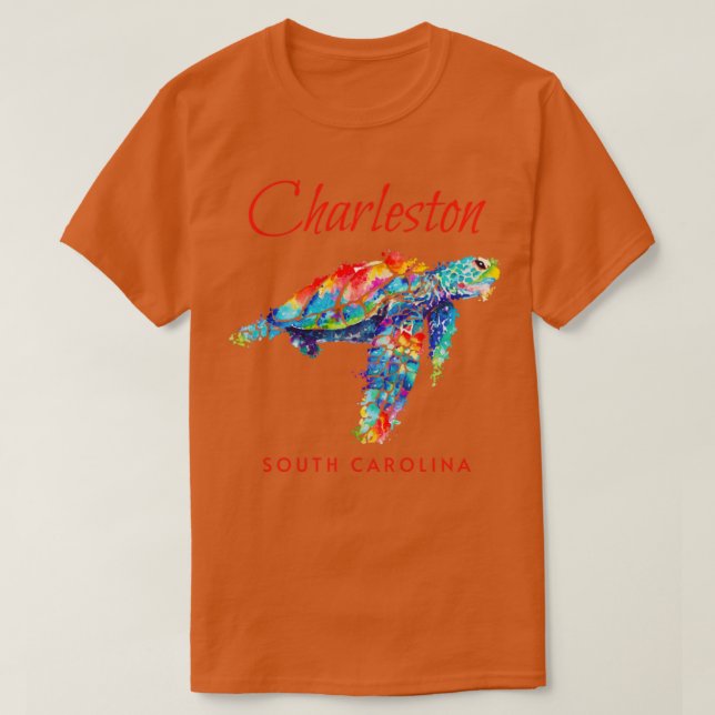 Camiseta Charleston South Carolina Watercolor Sea Turtle (Diseño del anverso)