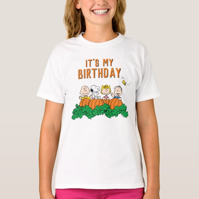 Camiseta Charlie Brown y la Calabaza de Pandillas Cumpleaño (Anverso)