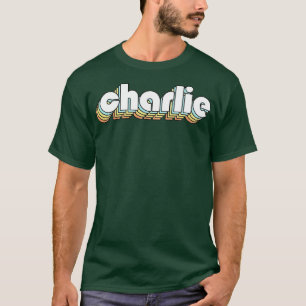 Camiseta Charlie Retro Estilo de Tipografía Arcoiris Faded
