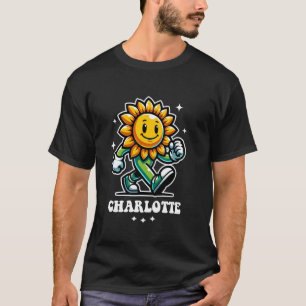 Camiseta Charlotte Cute Sunflower Design para Chicas Nombre