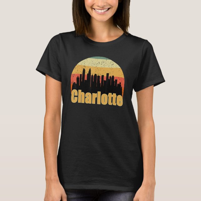 Camiseta Charlotte Nc Skyline Silhouette Sunset I Love Char (Anverso)