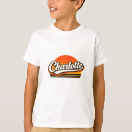 Camiseta Charlotte Retro Sunset Personalized Name Design