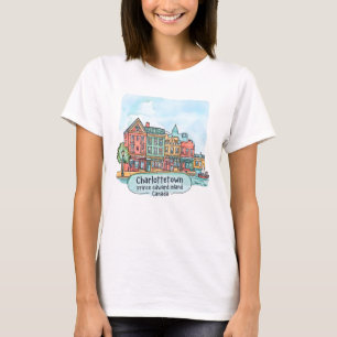 Camiseta Charlottetown PEI Canadá Acuarela Encantador Paisa