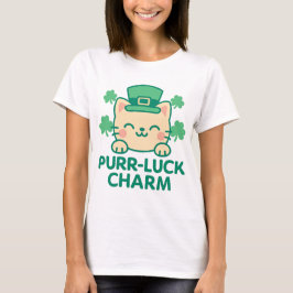 Camiseta Charm puramente luck lindo felino Día de San Patri
