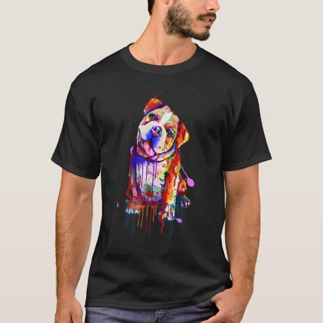 Camiseta Charming Bulldog Rainbow Colors Splash Art (Anverso)