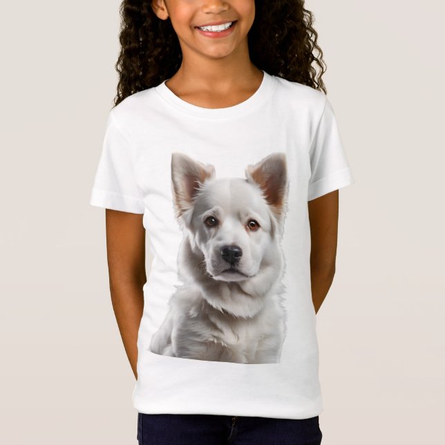 Camiseta Charming White Shepherd Puppy Portrait (Anverso)