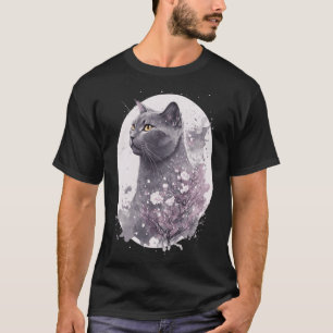 Camiseta Chartreux Cat Cherry Blossom Floral Sakur