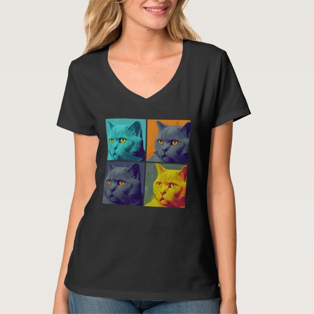 Camiseta Chartreux Cat Pop Illustration Colorful Animal (Anverso)
