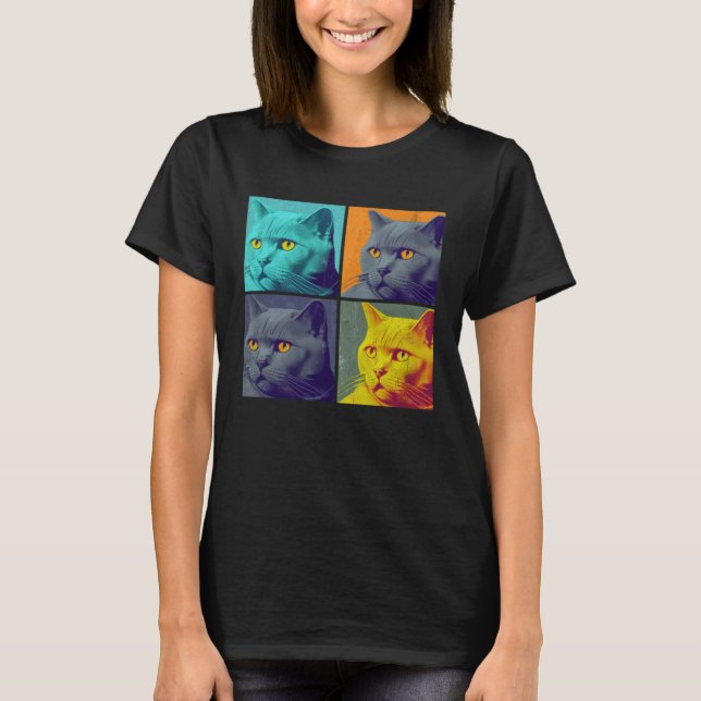 Camiseta Chartreux Cat Pop Illustration Colorful Animal (Anverso)