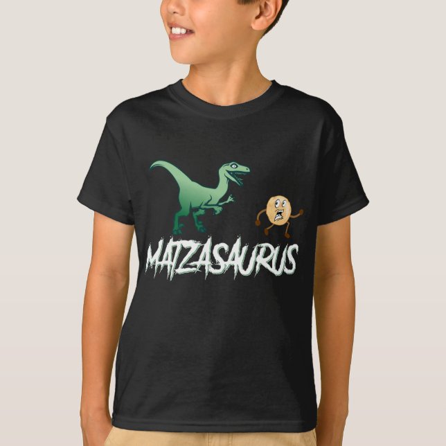 Camiseta Chase de Dinosaurio que dirige a Matza Funny Hanuk (Anverso)