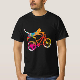 Camiseta Chat drôle sur un vélo en peinture.