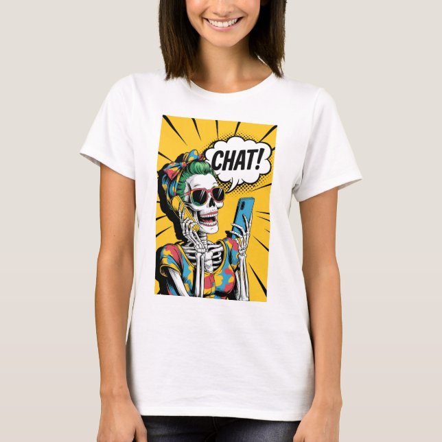 Camiseta Chat en Skeleton de la tía - Arte pop clásico (Anverso)