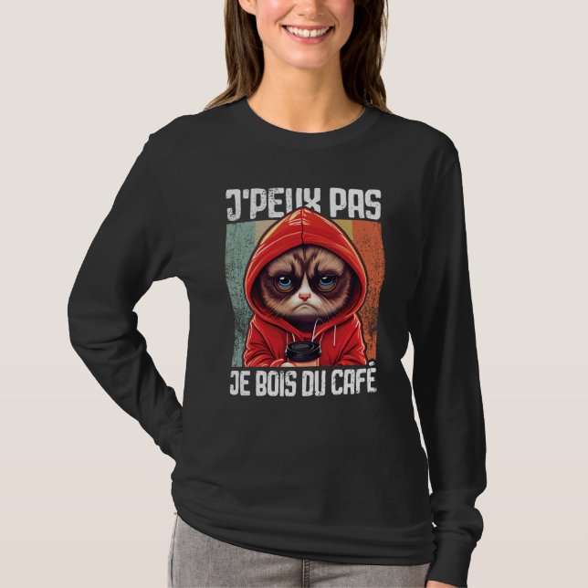 Camiseta Chat J'Peux Pas I j'peux pas je bois du café  4 (Anverso)