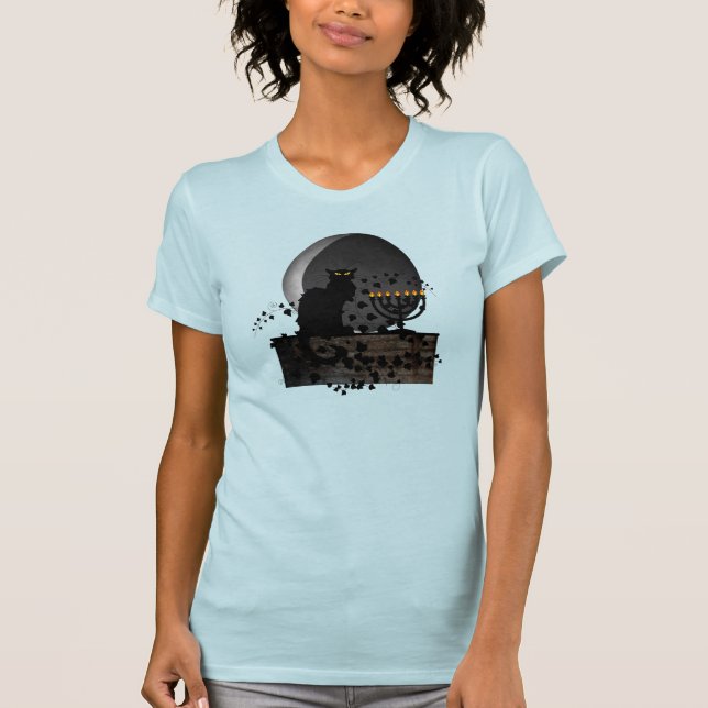 Camiseta Chat Noir Chanukah con Menorah (Anverso)
